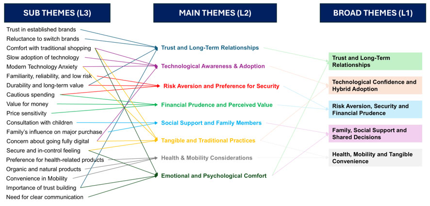 Broad themes from L2 and L3 themes that affects consumption behaviour in ageing population