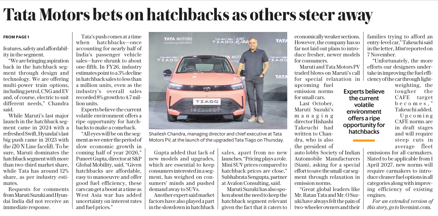 Tata Motors blames hatchback slump on neglect